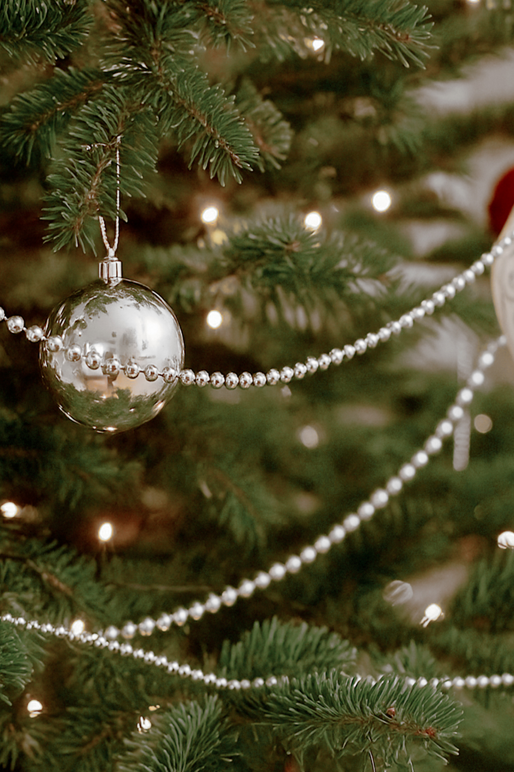 Фото товара 24698, серебристые бусы на елку 10 м